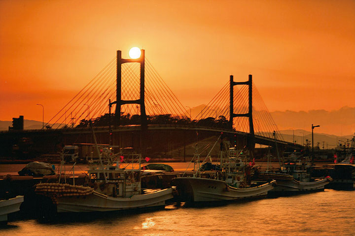 松川浦漁港夕照